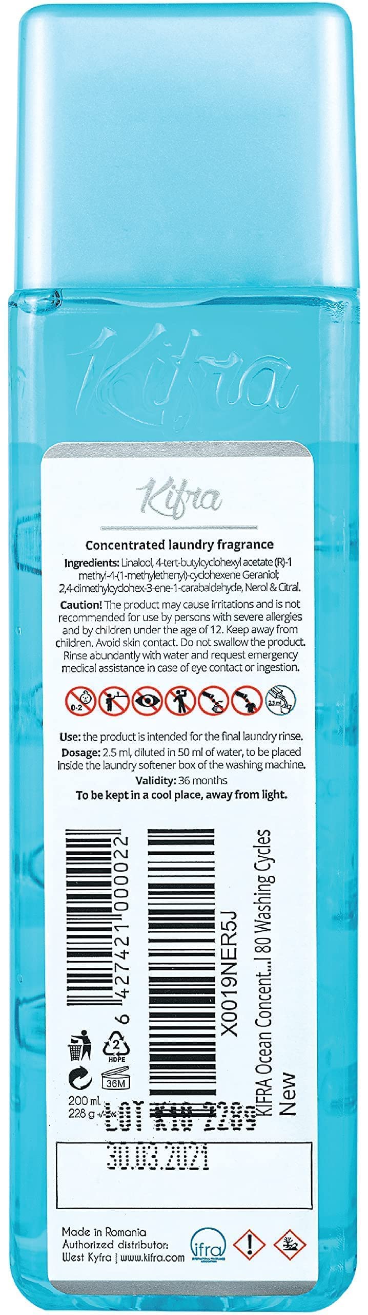 [Australia] - KIFRA OCEAN Concentrated Laundry Fragrance 6.76 Fl Oz 200ml 80 Washing Cycles 