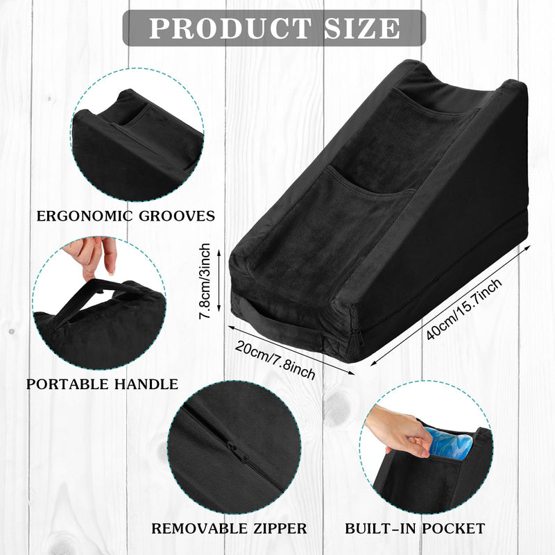 [Australia] - Buryeah Arm Elevation Pillow with 2 Pockets, Soft Ergonomic Support Pillow for Elbow Rest Wedge Broken Arm Gifts with High Density Foam for Recovery Sleeping(Black) Black 