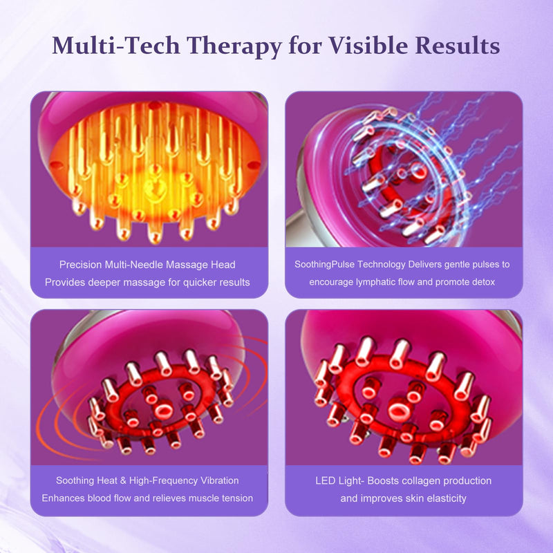 [Australia] - Lymphatic Drainage Massager，Help Reduce Stretch Mark, Cellulite, for Belly、 Neck、 Leg 、Hip Arm ，Improves Absorption of Skincare Body Oil Serum, Stretch Mark Creams and Stretch Mark Lotions (Purple) Purple 