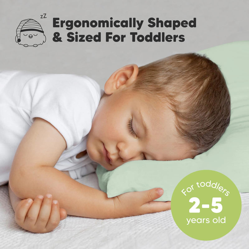 [Australia] - KeaBabies Toddler Pillow with Pillowcase, Jumbo 14X20 - Soft Organic Cotton Toddler Pillows for Sleeping - Machine Washable - Perfect for Travel, Toddler Bed Set (Sage) Sage 