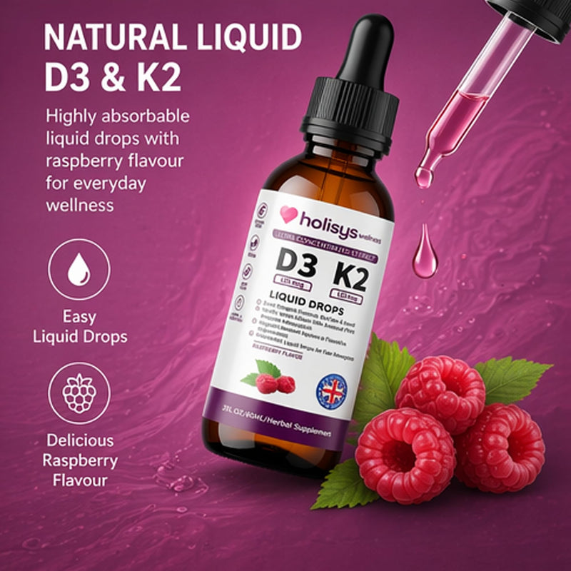 Holisys Vitamin D3 + K2 Liquid Drops – Liquid Vitamin Ingredient Formula – 60 ml