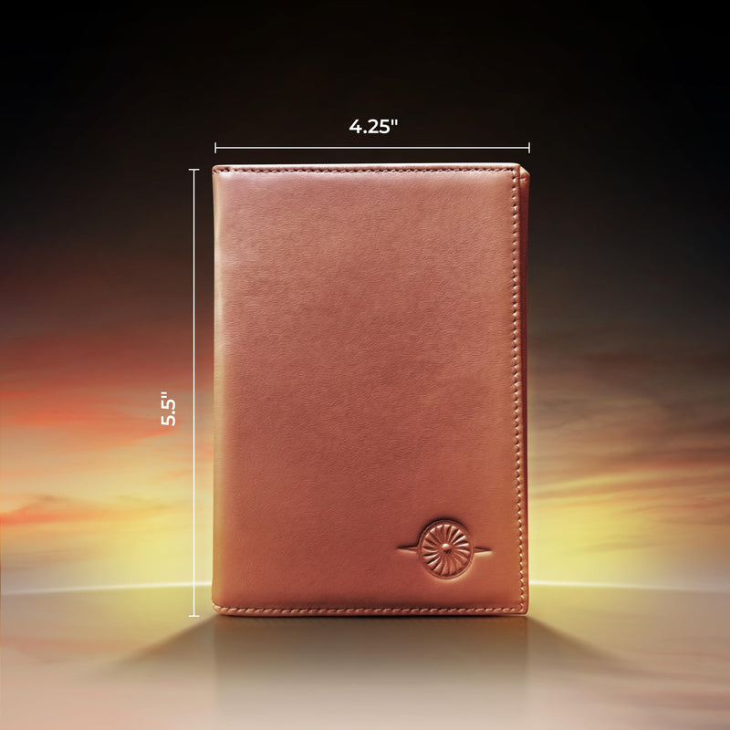 MAVRIK Pilot Document Holder – Genuine Leather Passport Wallet for Pilots – Aviation Gift, Travel Organizer, Pilot License Holder, FAA Medical Holder, Flight Bag Essential Brown