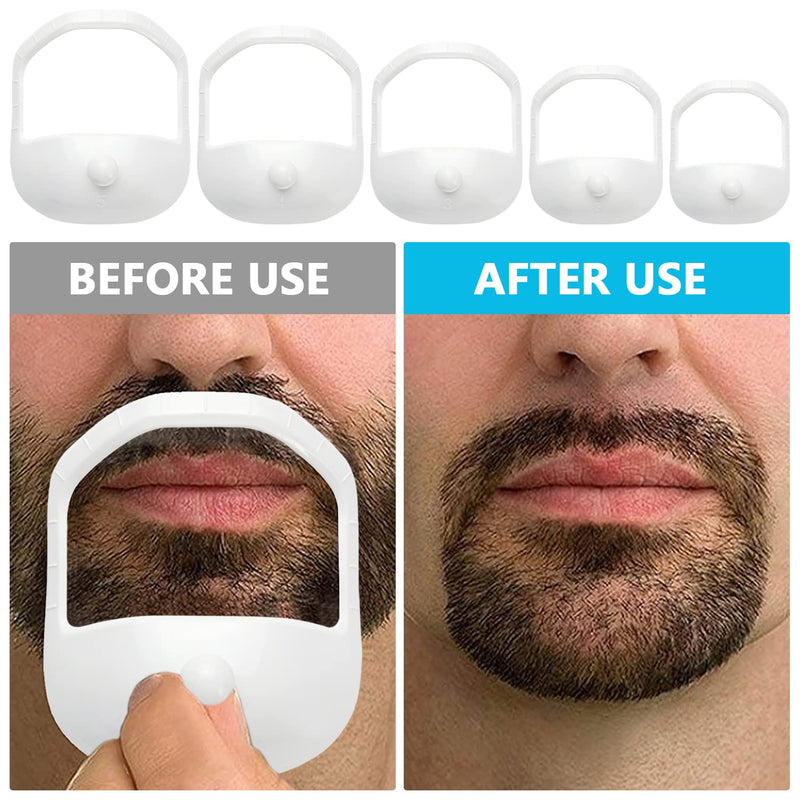 [Australia] - SDwfxd Pack of 5 beard stencils, 5 sizes beard shaper stencil with 1 styling comb and 1 mini beard comb for men shape cheek line, neck line, mustache 