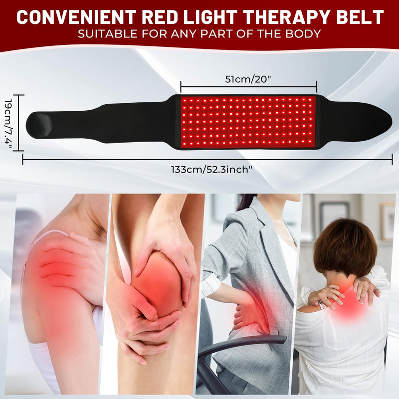 [Australia] - Red Light Therapy for Body, 140 LEDs Infrared Light Therapy for Shoulder Waist Muscle, Upgraded 3 in 1 Led Beads, 660nm Red Light & 850nm Near Infrared Light Therapy Belt 