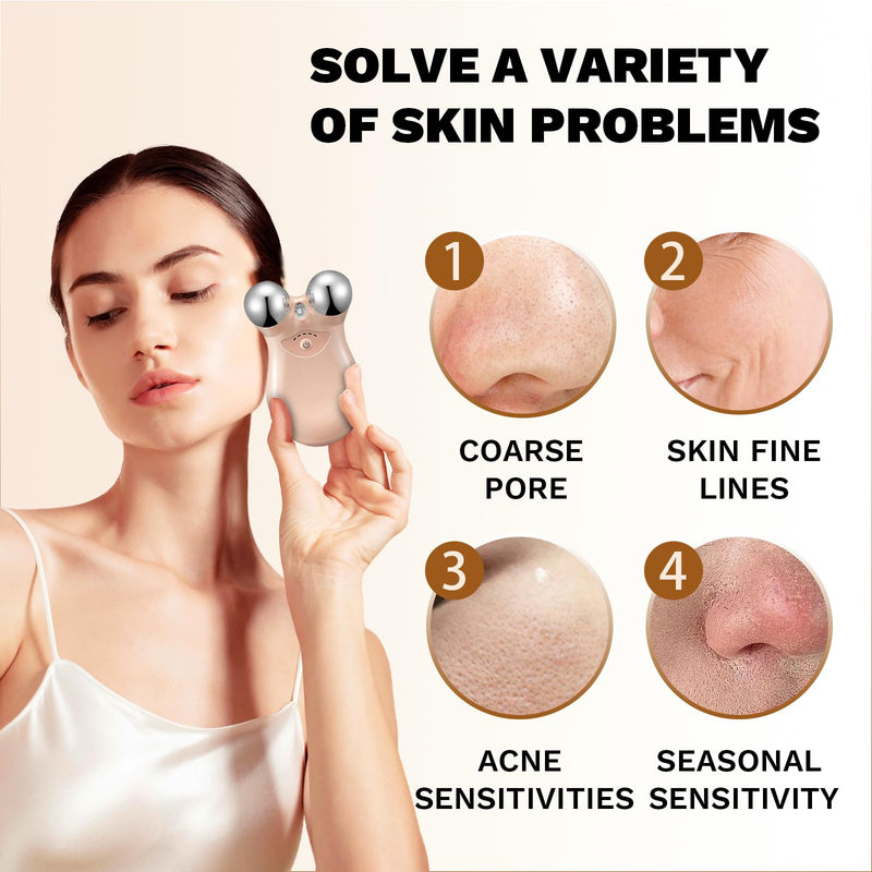 Facial Massage Roller Device, Dual-Head Design with LED Light Therapy, Electric Beauty Tool for Skin Care, White