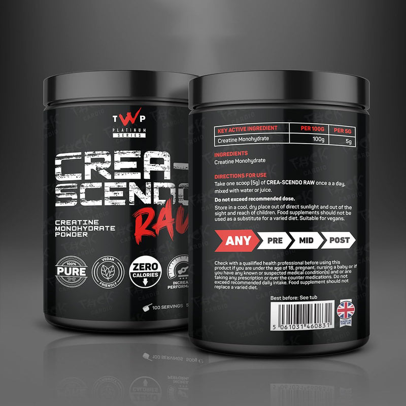 TWP Nutrition Platinum Series Crea-Scendo Creatine Powder, 470g / 250g / 500g and 100/50/30 Servings, 5 Great Flavours (Unflavoured, 500g) Unflavoured