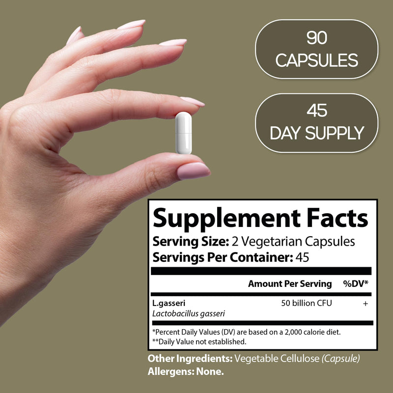 Lactobacillus Gasseri 50 Billion CFU – High Strength Probiotic Supplement – Gut, Digestive & Weight Management Support – 90 Vegetarian Capsules – Vegan & Non-GMO – 45 Day Supply
