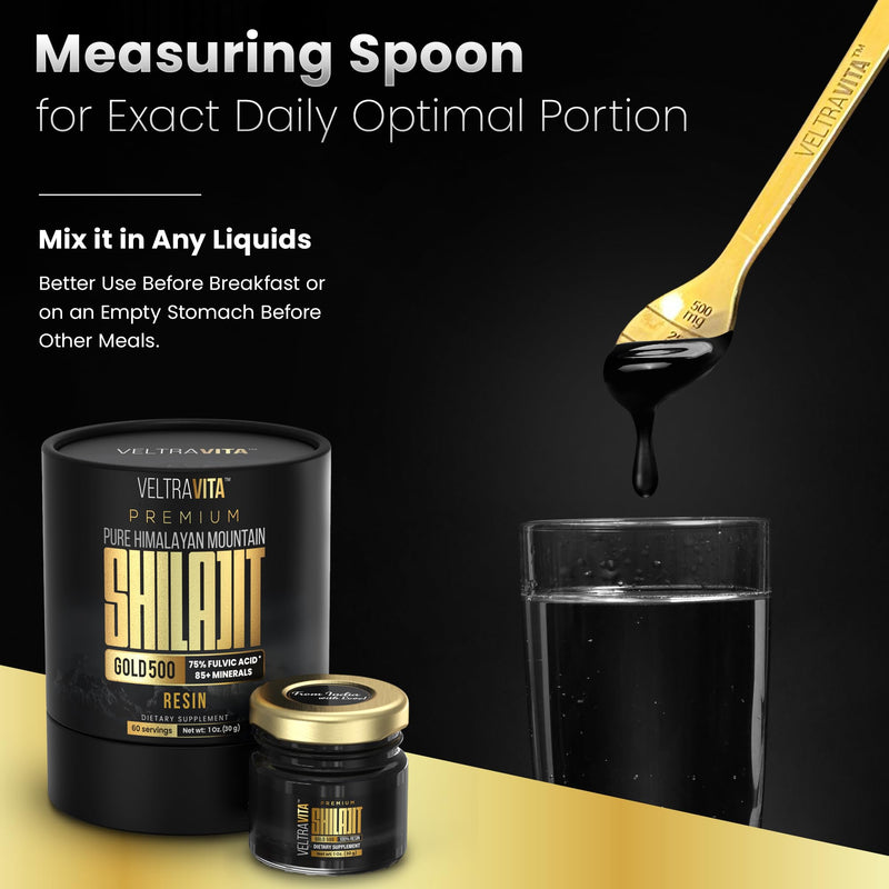 [Australia] - 100% Pure Himalayan Shilajit Resin Gold 500 Organic | High Potency 75%+ Fulvic Acid, Humic Acid & 85+ Trace Minerals | Natural Energy & Immune Support for Men & Women | Lab Tested 