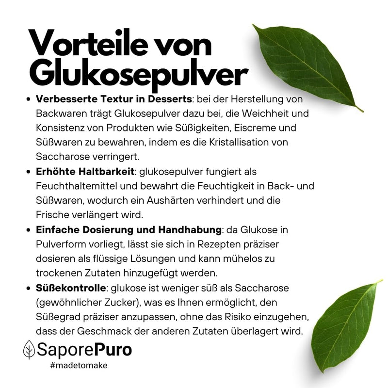 [Australia] - SaporePuro GLUCOSE SYRUP powder 1.5 kg - dry glucose - ideal for ice cream, sorbets and desserts 