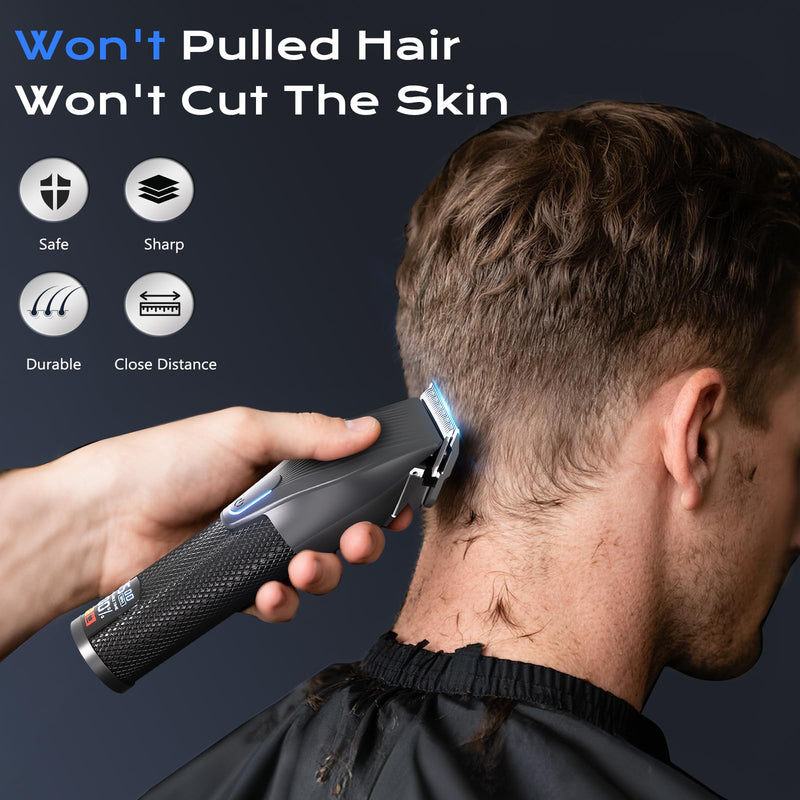 [Australia] - Hair Clippers for Men, Professional Cordless Hair Cutting and Trimmers Set with 7500RPM Powerful Motor & LCD Display, Mutil Function Mens Electric Hair Grooming Shaver Kit for Nose, Face, Body, Beard Black 