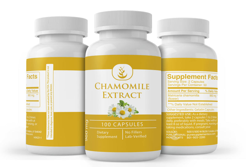 [Australia] - Pure Original Ingredients Chamomile Extract, (100 Capsules) Always Pure, No Additives Or Fillers, Lab Verified 100 Count (Pack of 1) 