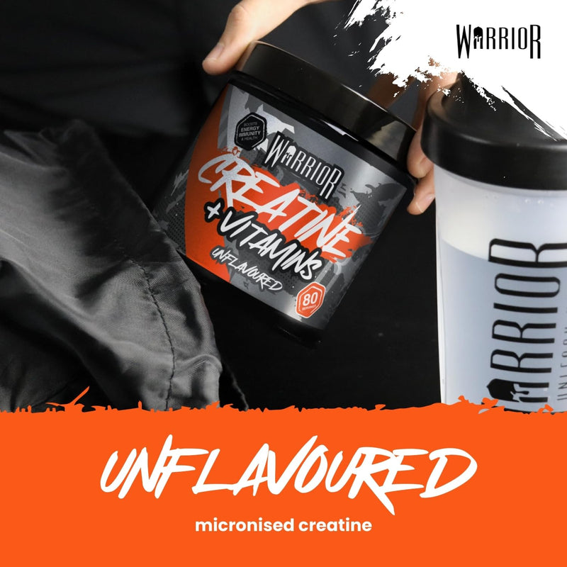 Warrior Creatine Monohydrate 360g (80 Servings) – Creatine Powder + Multivitamin with Magnesium & Vitamin D – All-in-One Gym & Sports Performance Formula for Strength, Muscle & Energy – Unflavoured