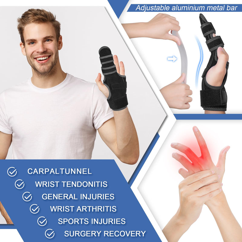 [Australia] - Trigger Finger Splint: Support the Middle, Index, little or Ring Finger, Hand Splint Brace-Treating Hand Fractures, Arthritis, Mallet Finger or Metacarpal Fractures (Right Hand) Large/X-Large Black-Right 