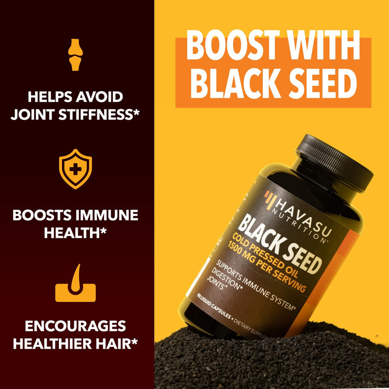 [Australia] - Black Seed Oil Nigella Sativa Cold-Pressed Capsules | 1500mg Black Cumin Seed Oil with Antioxidants for Immune Support and Joint and Digestive Health | 90 Vegetarian & Non-GMO Liquid Capsules Original Capsules 