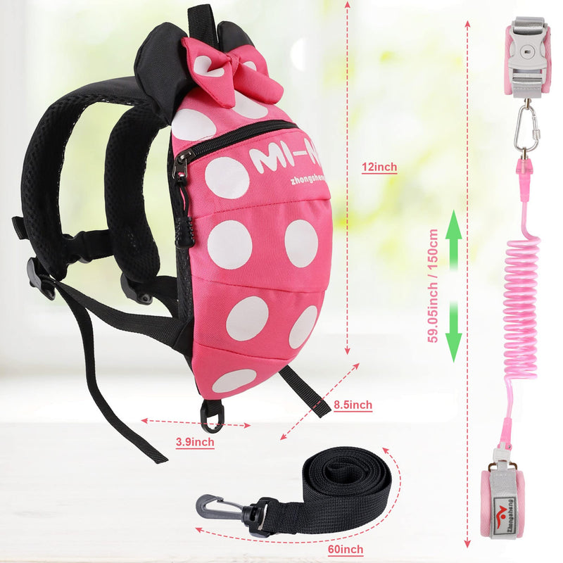 [Australia] - CZSYZCZS 4 in 1 Toddler Harness Leash + Baby Anti Lost Wrist Link, Cute Child Safety Harness Tether, Child Walking Harness Wristband Assistant Strap Belt for Baby Girls(Rose Red) Rose Red 