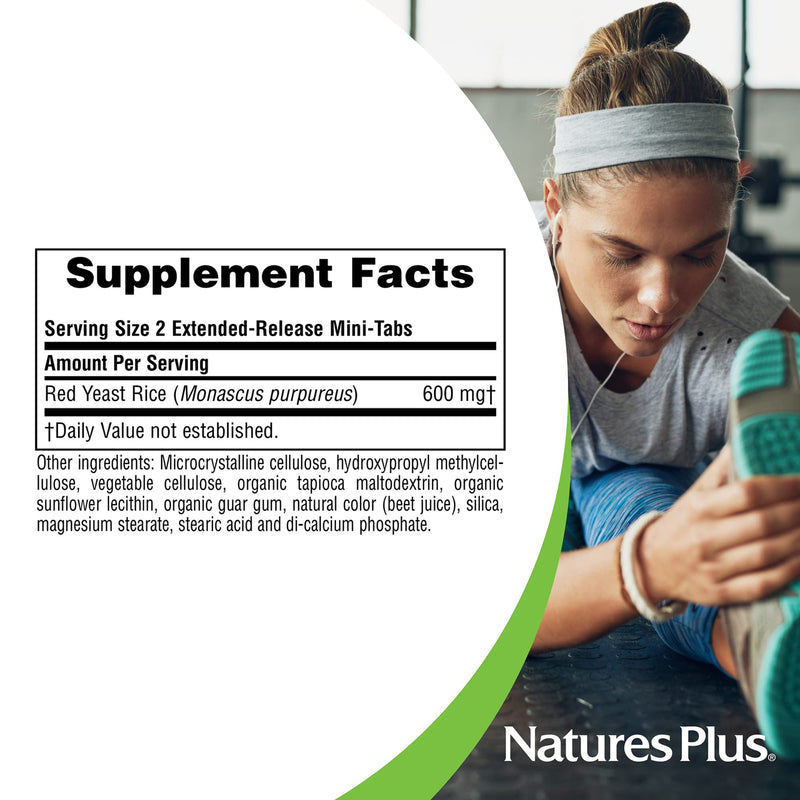 [Australia] - Natures Plus Herbal Actives Red Yeast Rice, Extended Release - 600 mg, 60 Mini Tablets - Herbal Supplement - Vegan, Vegetarian, Gluten-Free - 30 Servings 60 Count (Pack of 1) 