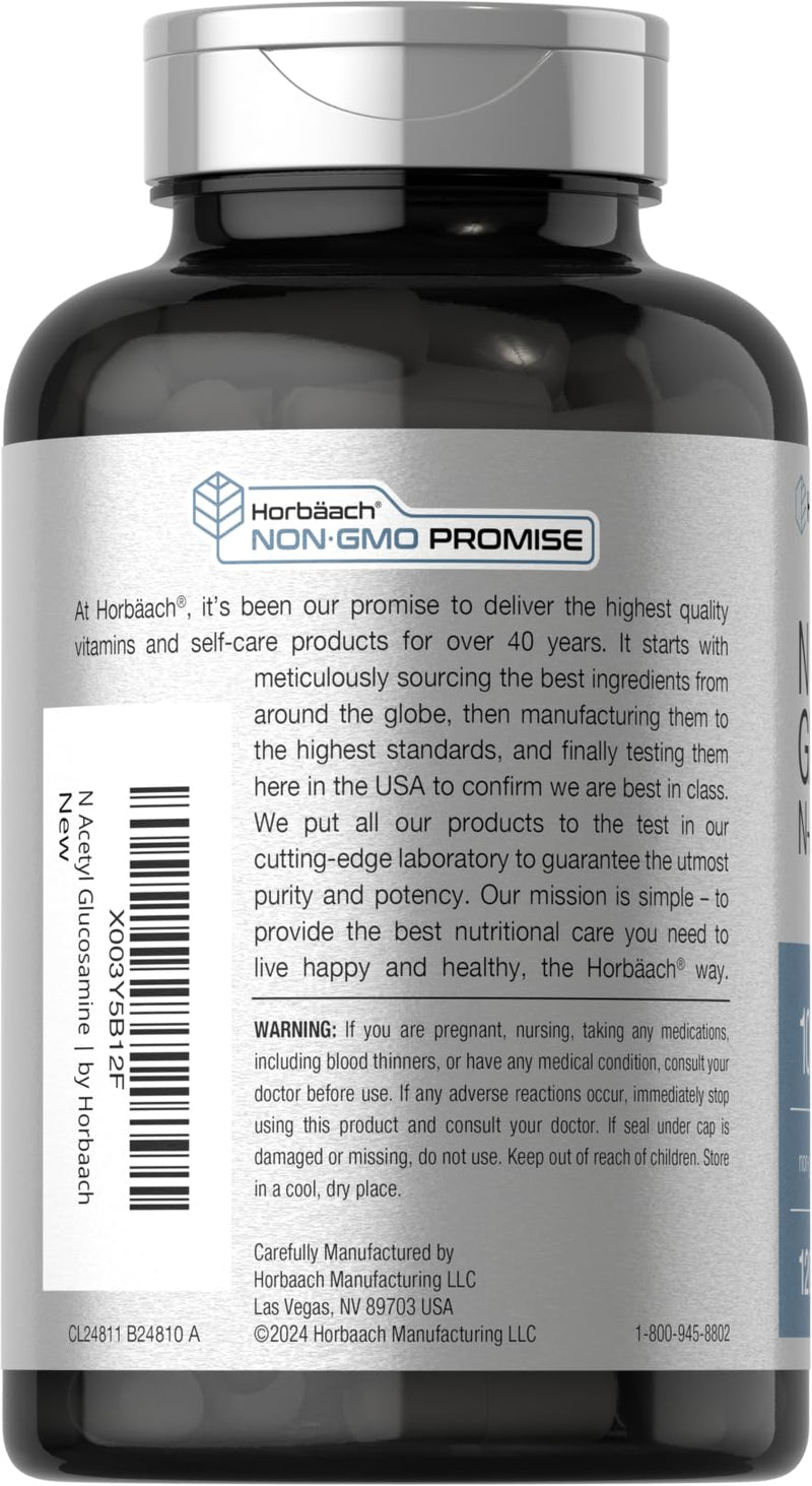 [Australia] - Horbaach N-Acetyl Glucosamine 1000 mg | 120 Capsules | N-A-G Supplement Pills | Non-GMO & Gluten Free 