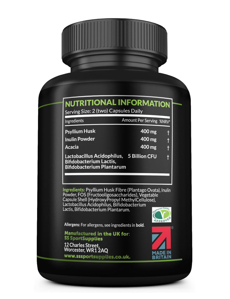 Daily Fibre & Probiotic Complex – Psyllium Husk, Inulin & Live Cultures for Gut Health, Bloat Support & Digestive Balance