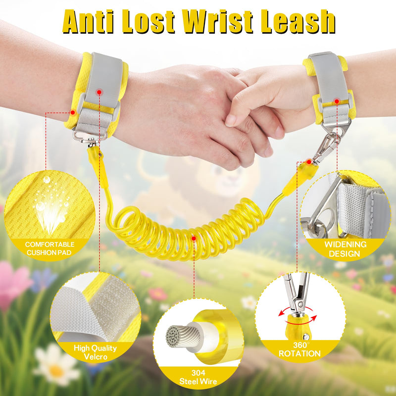 [Australia] - Toddlers Leash + Anti Lost Wrist Link Child Kids Safety Harness Kids Walking Wristband Assistant Strap Belt for Boys Pink Christmas Gift (Yellow) Yellow 