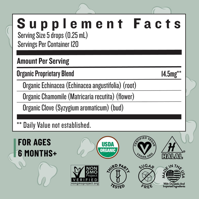 [Australia] - Legendairy Milk Organic Teething Gel - Baby Teething Relief Drops, Clove and Chamomile - Ideal for Babies and Toddlers - Sugar Free, 120 Servings 