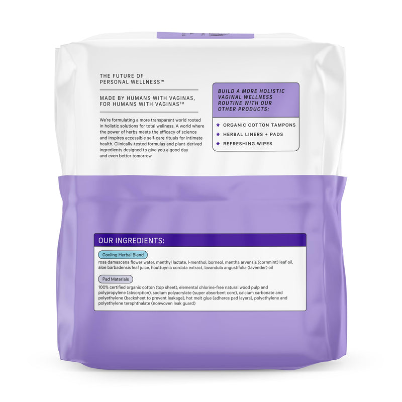 [Australia] - The Honey Pot Company - Herbal Pads for Women - Overnight Pads w/Wings - Infused w/Essential Oils for Cooling Effect & Organic Cotton Cover - Sanitary Pads - Feminine Care - FSA & HSA - 12 ct 12 Count (Pack of 1) Herbal Overnight 