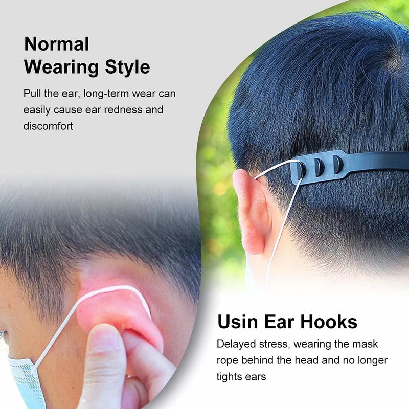 [Australia] - Ear Savers for Masks - Mask Holders to Protect Ears, Mask Straps for Back of Head, Face Mask Extender Strap, Mask Hooks Behind Head (8pcs, Multicolor) Black, Transparent, Pink, Blue 
