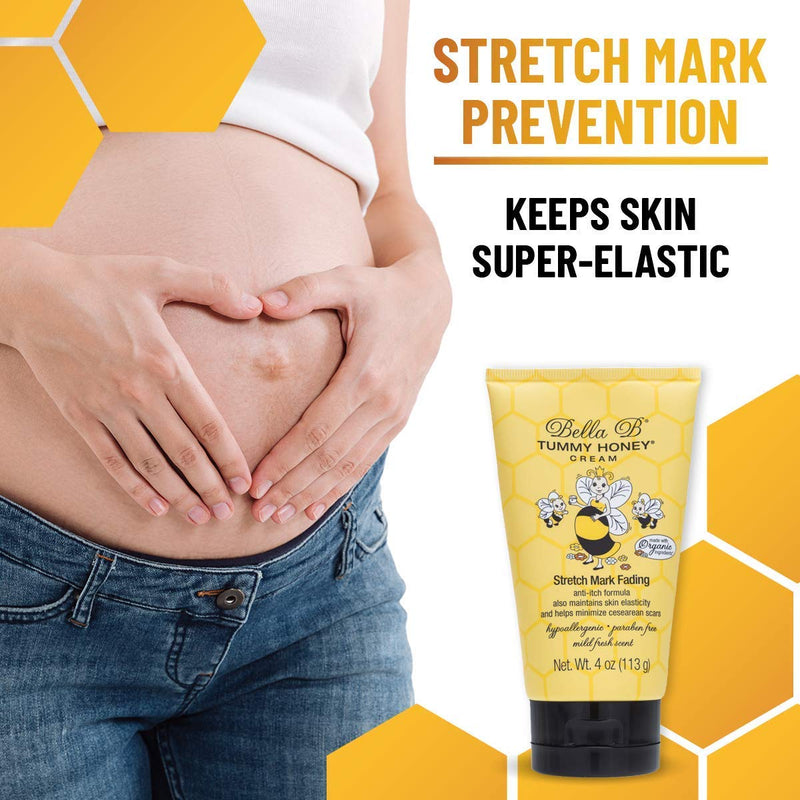[Australia] - BELLA B NATURALS Tummy Honey Cream 4oz - Bella B Tummy Cream For Fading Stretch Marks - Pregnancy Cream To Prevent Stretch Marks - Stretch Marks Cream For Pregnancy - Pregnancy Stretch Mark Prevention 