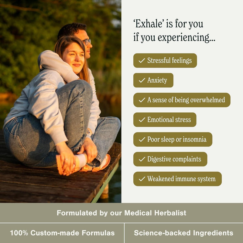 Exhale – Premium Calming Drops | Botanical Glycerite with Chamomile, Rose Petals, Lavender & Reishi Dual Extract | Alcohol-Free | 50ml, 25 Servings | UK-Made, Vegan