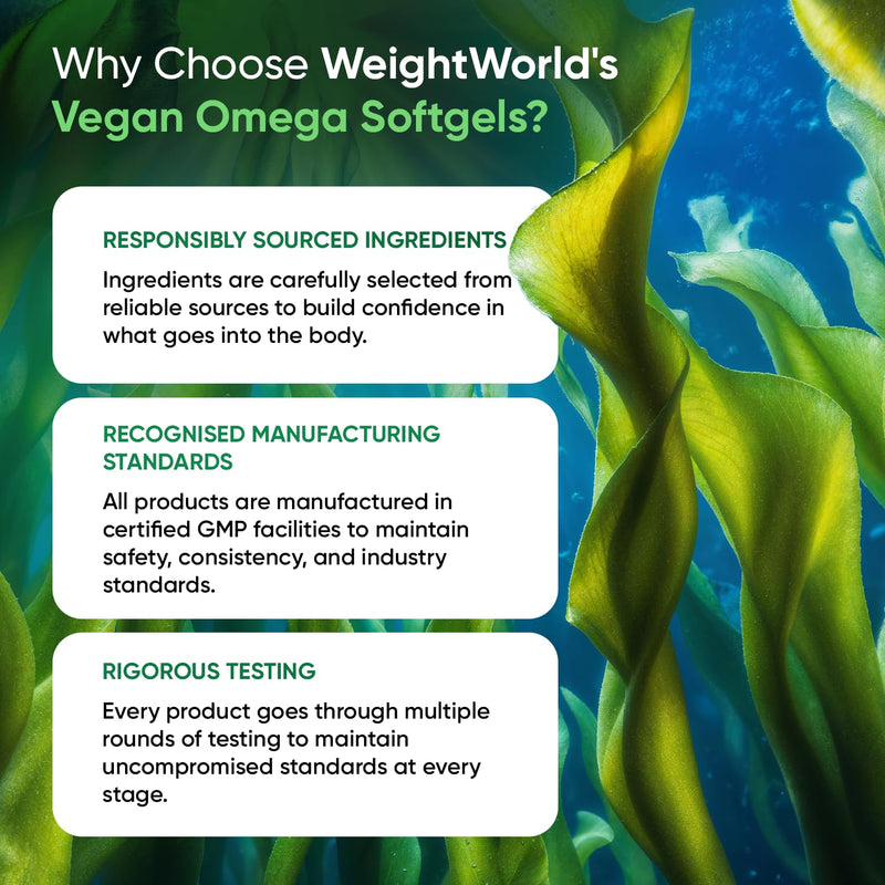 Vegan Omega 3 Supplement - 2000mg per Serving - 90 Softgels - 45 Days Supply - Derived from Algal Oil - 2 Softgels a Day - DHA and EPA-Rich Oil - Omega-3 Nutritional Supplements