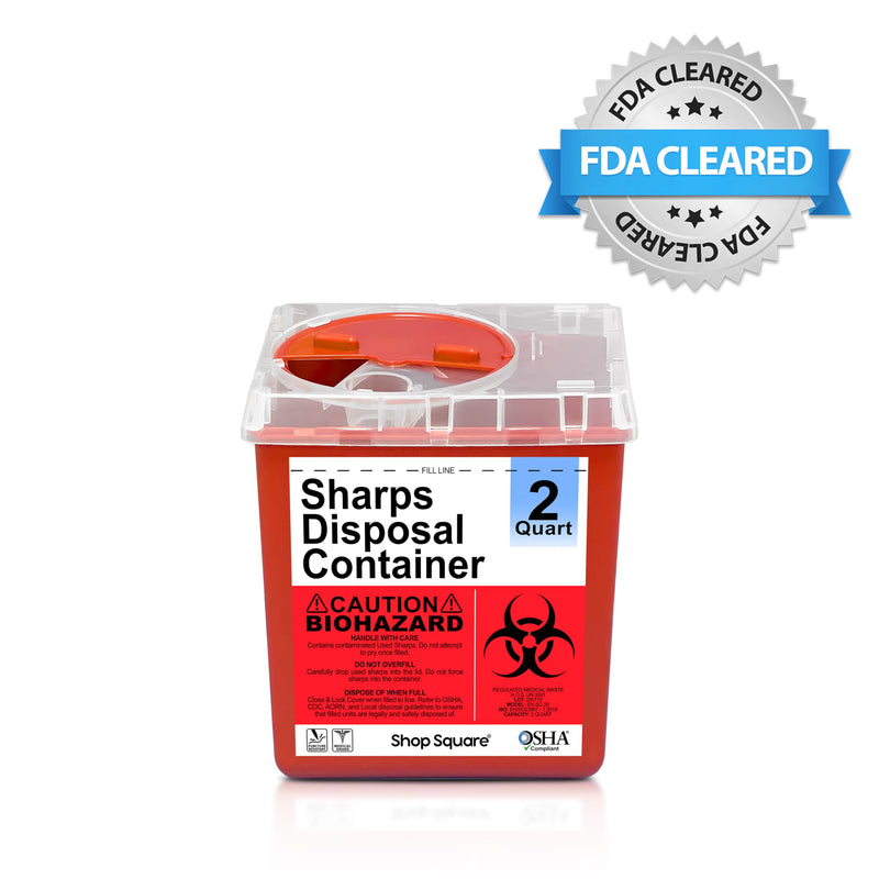 [Australia] - Sharps Containers for Home and Professional Use, 2 Quart Needle Disposal (3-Pack), Syringe Disposal for Home, Biohazard Containers 