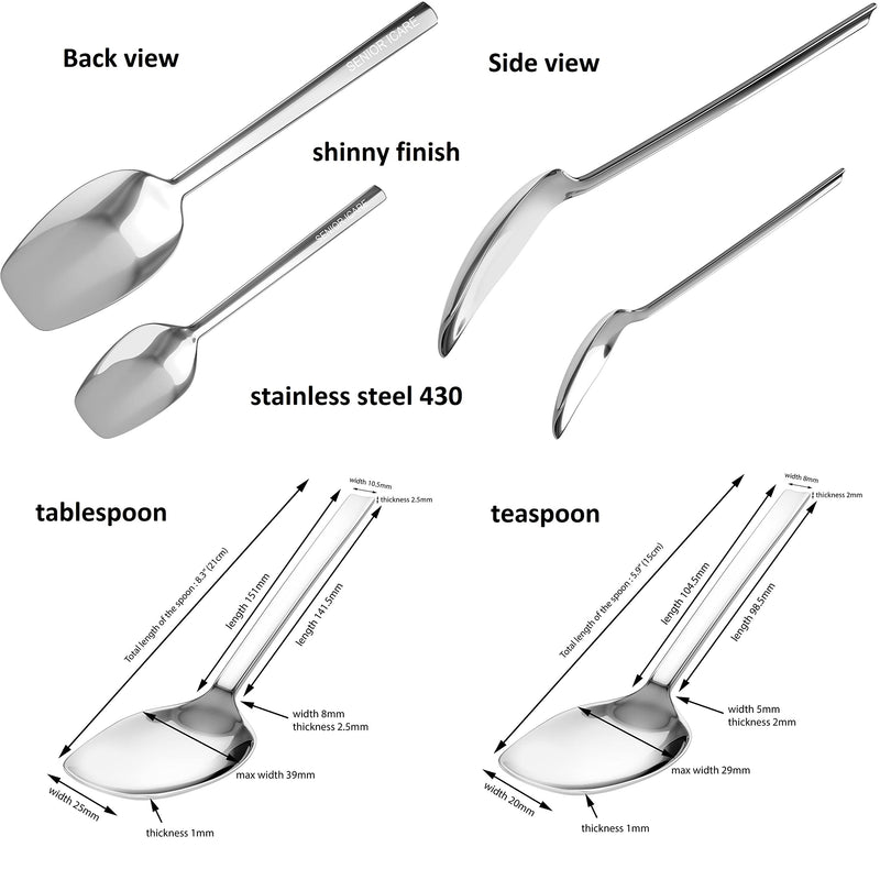 [Australia] - Silverware Adaptive Spoons for Parkinson's - Utensils for Elderly, Disabled, Adults, Parkinson's Patients, Handicapped, Non-Weighted Flat Edge Spoon by Senior ICare 