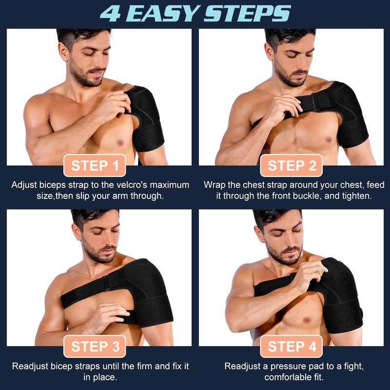 [Australia] - Shoulder Brace for Men and Women for Torn Rotator Cuff,Arm Sling Shoulder Immobilizer,Shoulders Compression Sleeve and Support For Pain Relief,Adjustable,Suitable for Both Left and Right Arms (1, Black) 1 
