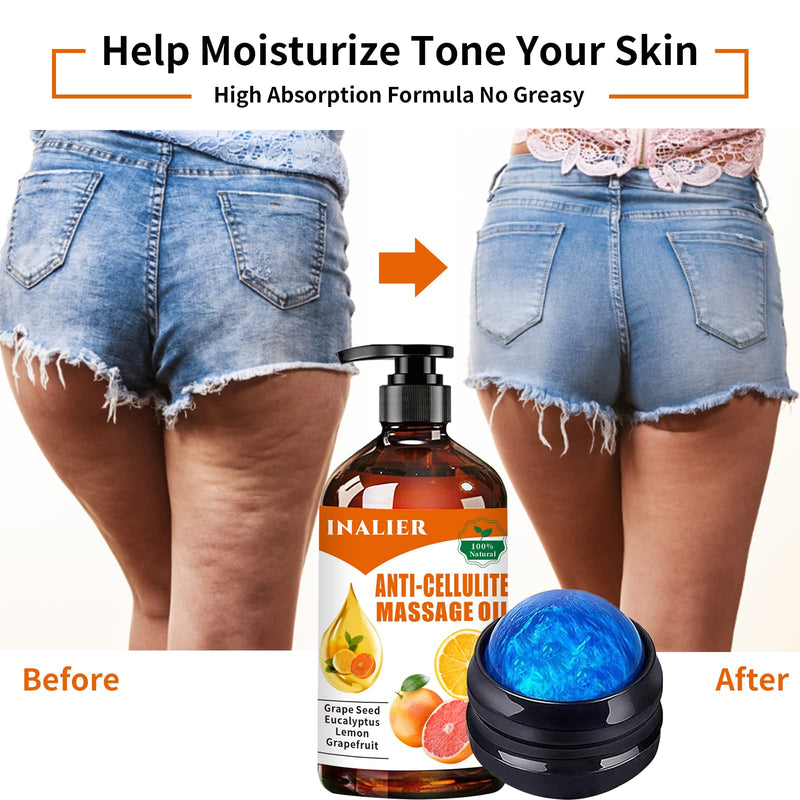 [Australia] - 3 Pack Cellulite,Sore Muscle & Lavender Relaxation Massage Oils with Roller Massage Ball for Father's Day Gifts,Spa Treatment Gift Set for Soothes Sore Muscle. Natural Massage Oils for Date Night Gift 