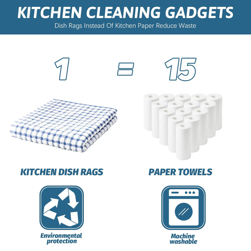 [Australia] - Nialnant 8 Pcs Kitchen Dish Rags,100% Cotton Soft Absorbent Quick Drying Dish Cloths for Kitchen,Washing Dishes,Cleaning rags-11 x 11In Red+orange+teal+dark Green 8PCS - 11 x 11 in 