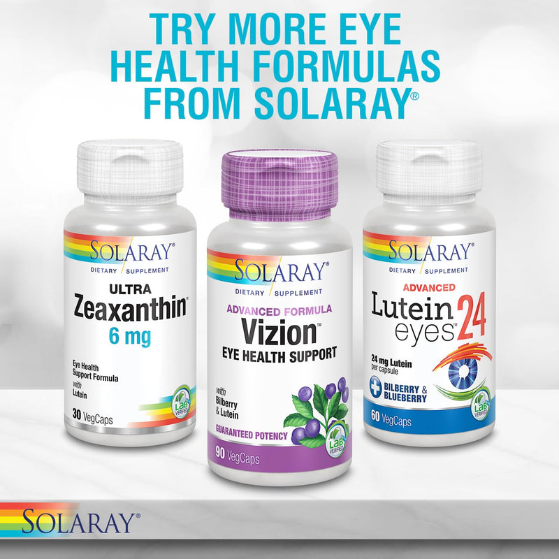 SOLARAY Bilberry & Lutein 160 mg, 30 VegCaps | Vision & Circulatory Health Support, Bilberry, Lutein & Zeaxanthin, 30 Servings, Lab Verified