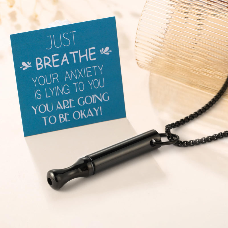 [Australia] - Breathing Necklace for Anxiety Relief Quit Smoking Tools Breathe Easy Necklace Stop Smoking Aids Breathlace Necklace Fum Vaporless Inhaler Breathless Anxiety Necklace for Women/Men Style3 Black 