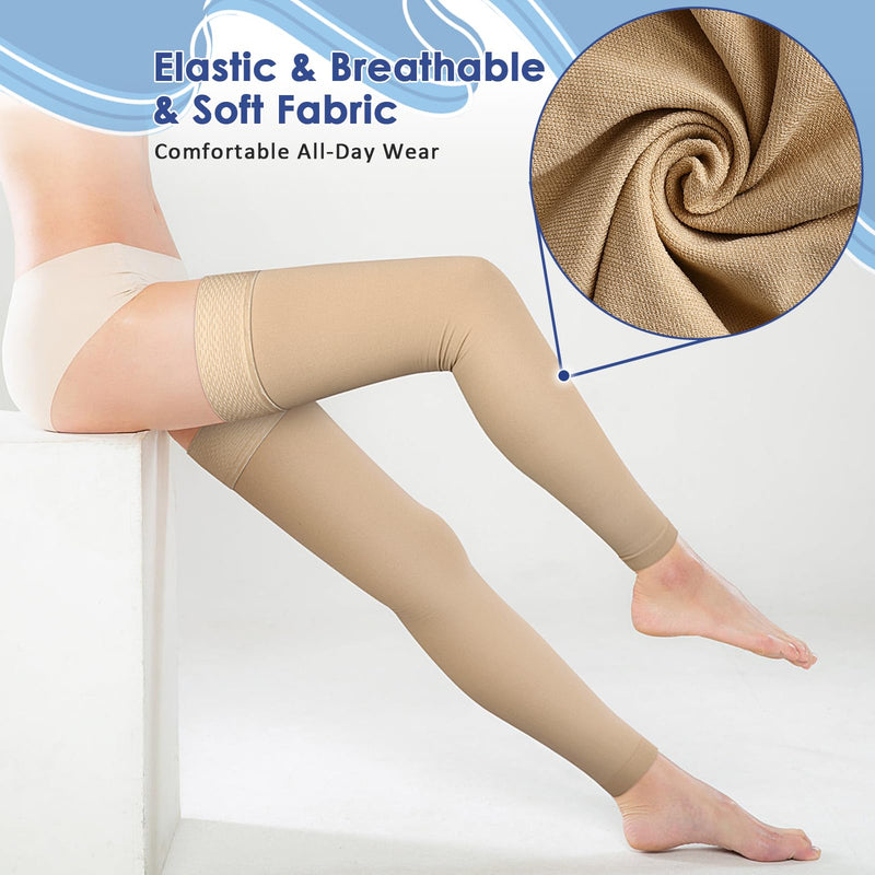 [Australia] - beister 15-20 mmHg medical compression stockings for men and women, edema compression socks without foot with silicone band, long class 1 support stockings for varicose veins, DVT, flight beige-1 M 