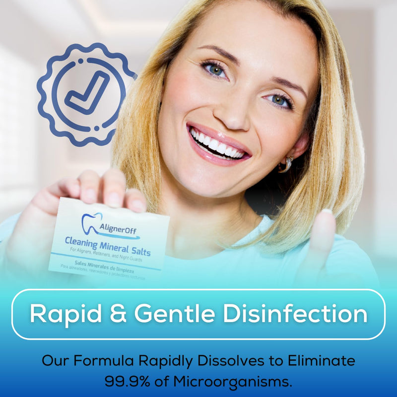 [Australia] - Cleaning Mineral Salts – Cleaner Crystals for Aligners, Retainers, Nightguards, & Dentures– Removes Stains, Plaque & Odors – Daily Safe Formula for Dental Appliances-3g Powder 