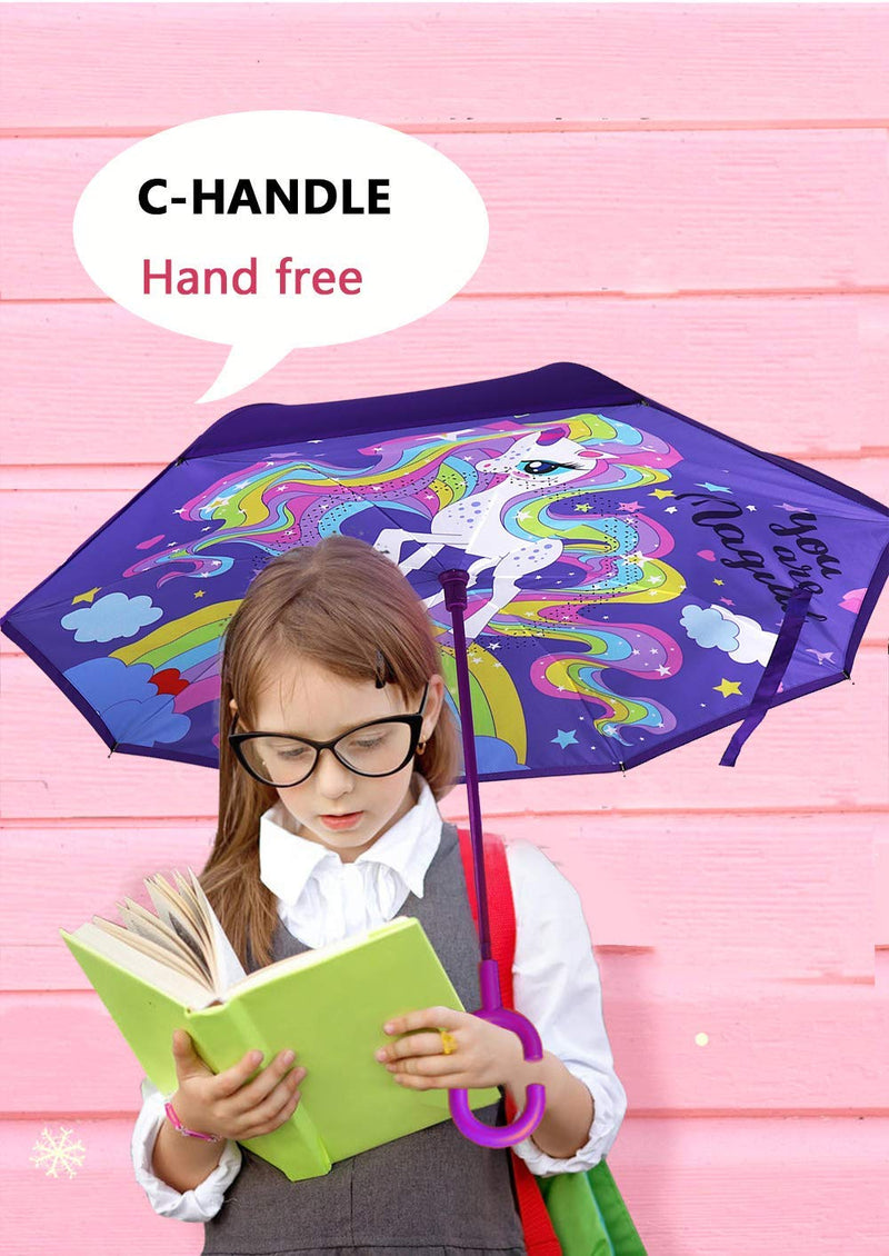 MRTLLOA Inverted Umbrella, Reverse Umbrella, Umbrella with C-Shaped Handle for women and kids boys and girls.
