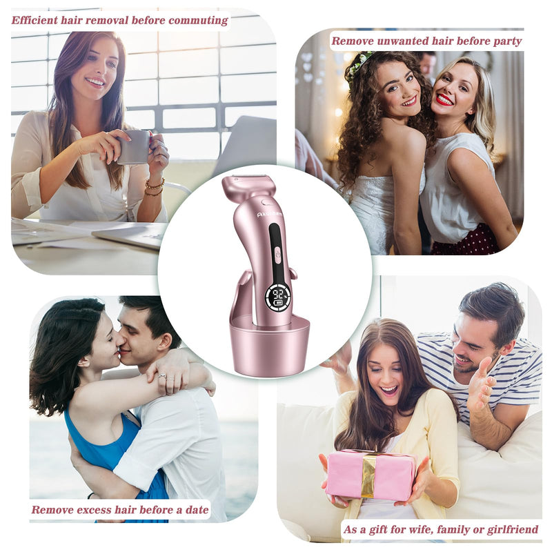 [Australia] - Electric Shaver for Women for Legs Bikini Trimmer Electric Razors for Women Underarm Public Hairs Rechargeable Womens Shaver Wet Dry Use Painless Cordless with Detachable Head (Pink) Pink 