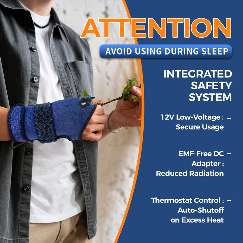 [Australia] - Hand Heating Pad for Arthritis and Tendonitis, Heated Wrist Wrap Thumb Brace for Carpal Tunnel Relief with 3 Heat & 5 Timer Settings for Left & Right Hand (L/XL) blue L/XL 