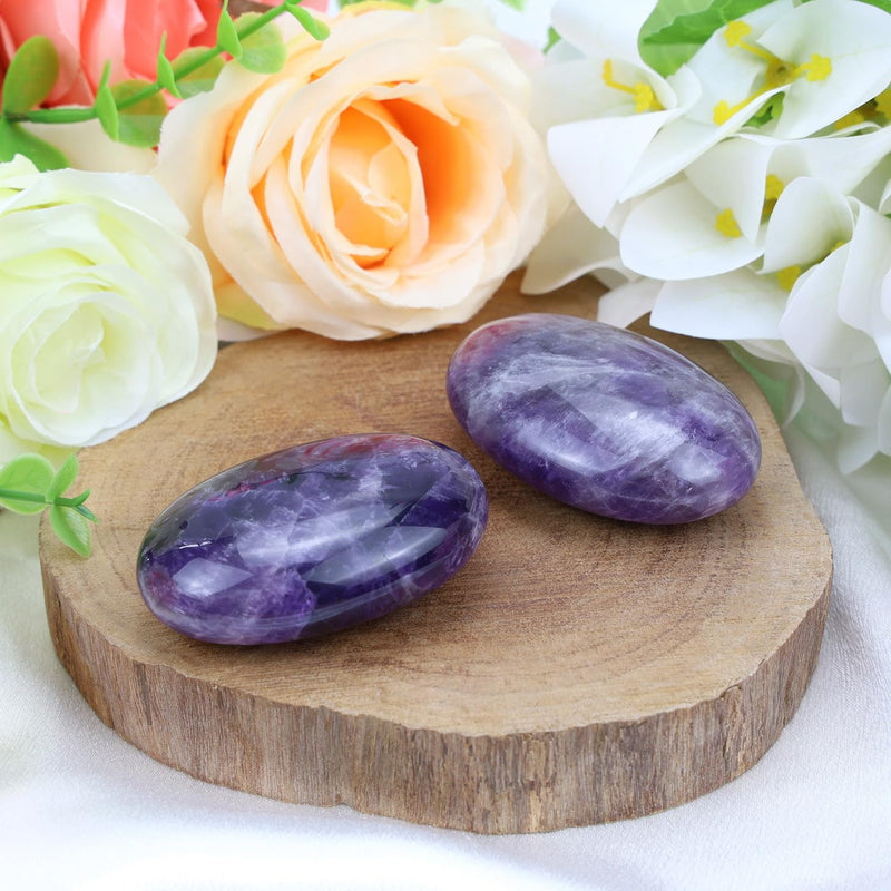 [Australia] - MAIBAOTA 2.4" Amethyst Crystal Healing Crystals Amethyst Stone 0.7" Thick Crystals and Healing Stones Natural Reiki Gemstone Worry Stone Energy Balancing Anxiety Stress Relief Meditation 1 Pc E-amethyst 