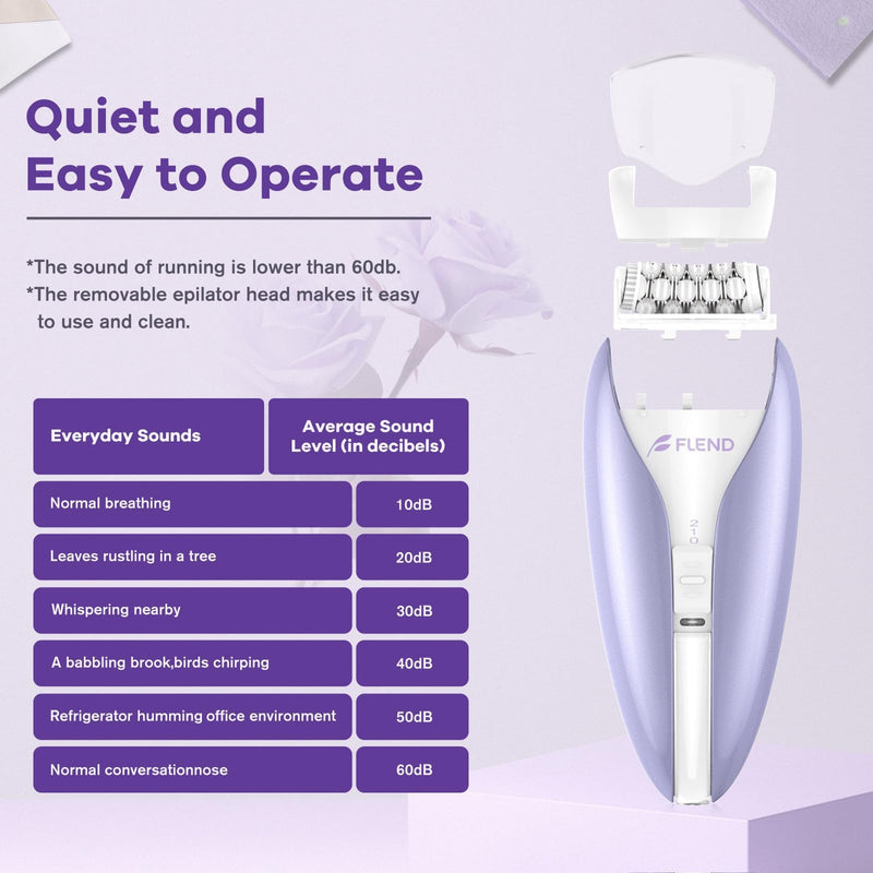 Epilator, Silent Smooth Glide Epilator for Women, 2 Speeds Facial Hair Removal Device with Silent Design, Cordless Rechargeable Hair Removal Epilators for Women Face Legs Bikini Arms Legs