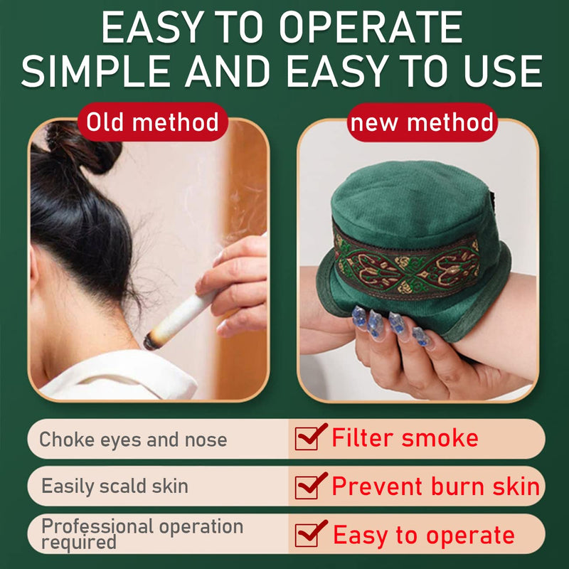 [Australia] - Barelove Smokeless Copper Moxa Box, Purifier Copper Tank Moxibustion Treatment Tool Portable Therapy Bag, Great for Waist Neck Knee Shoulder Back Ai Jiu ËâæÁÅ∏Áõí ËâæÁÅ∏ÂåÖ ËâæÁÅ∏ (Not Include Moxa) 