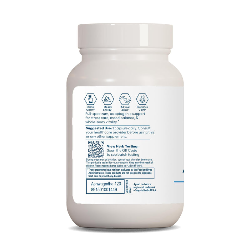 [Australia] - Ayush Herbs Ashwagandha, Ayurvedic Cognitive Support Supplement, Ashwagandha Herbal Supplement, 120 Vegetarian Capsules 