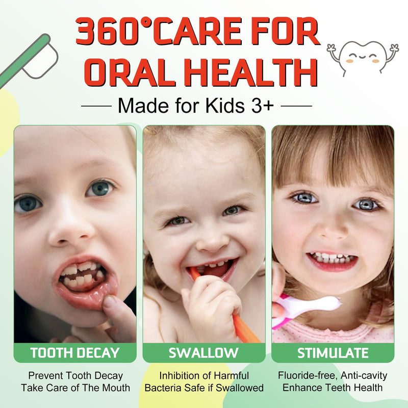 [Australia] - Foam Toothpaste Kids,Toddler Toothpaste with Low Fluoride & Natural Formula to Reduce Plaque, Kids Toothpaste for U Shaped Toothbrush for Children Ages 3 Plus (120 ML, Orange & Strawberry) 1.06 Fl Oz (Pack of 2) 
