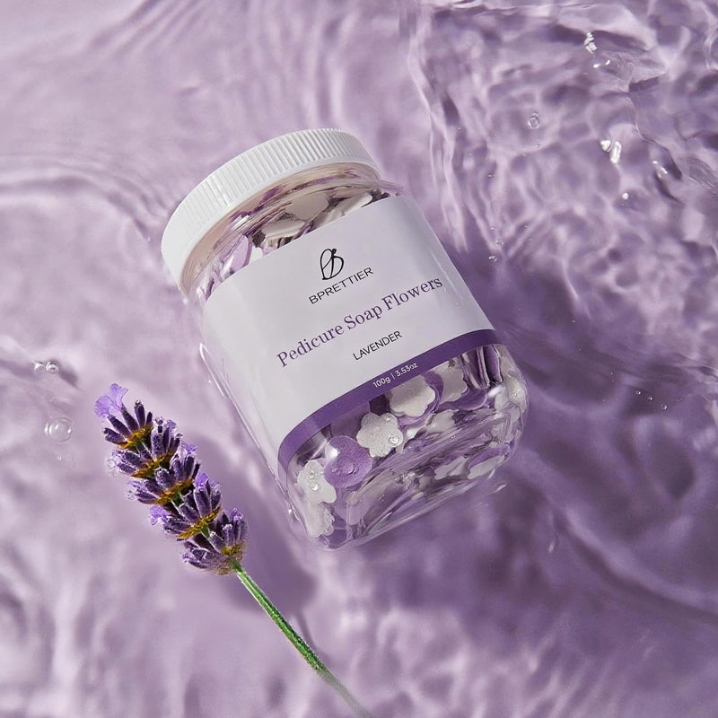 [Australia] - Pedicure Soap Flowers Foot Soak Petals Sheet for Softens Dead Skin Moisturizing Relaxing Spa Feet Birthday Pedi Nail Party (Lavender) Purple 