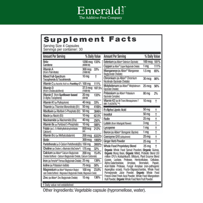 EMERALD LABS Prenatal Clinical Multi, 120 Capsules (30 Servings) | Daily Prenatal Multivitamin for Pregnancy, Methylated Folate Supplement for Fetal Development Support, Non-GMO & Gluten-Free