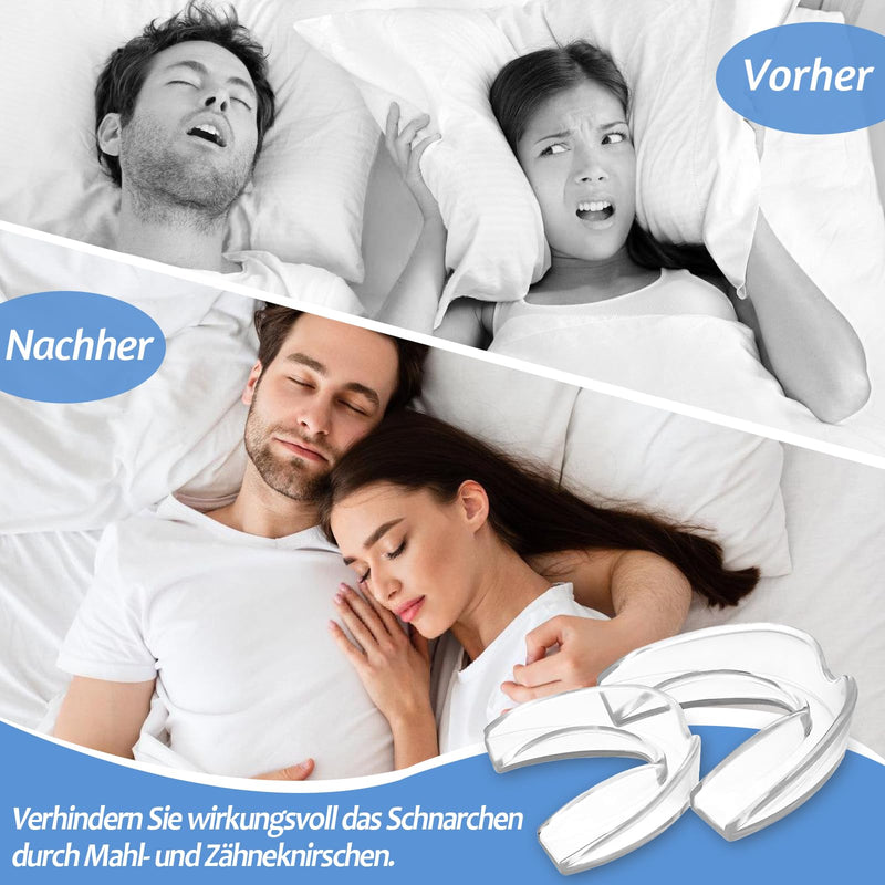 [Australia] - Pack of 4 mouth guards for teeth grinding, bite splint, grinding splint, anti-snoring splint, 2 sizes bite splint against teeth grinding, tooth splint grinding, improves sleep quality, transparent 