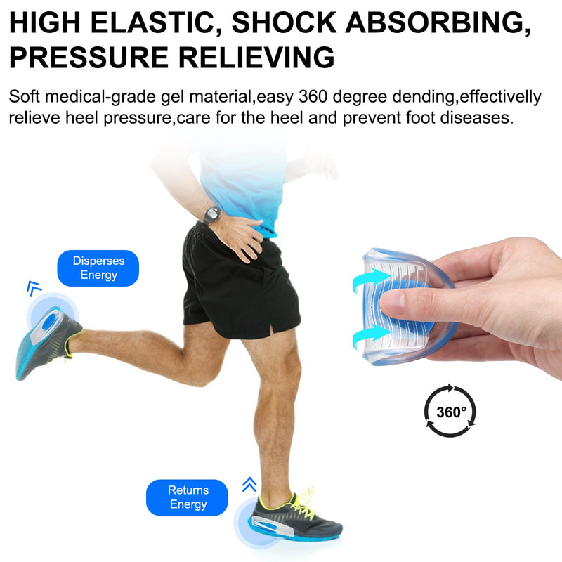 [Australia] - Gel Silicone Heel Pads,2 Pairs Heel Cups for Achilles Tendonitis,Shoe Wedge Inserts for Plantar Fasciitis,Sore Heel, Heel Spur and Heel Pain Relief,Heel Support for Men/Women(Medium) M-2Pairs Blue 